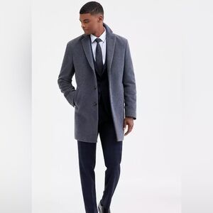Calvin Klein Wool-Blend Slim Fit Overcoat in Gray